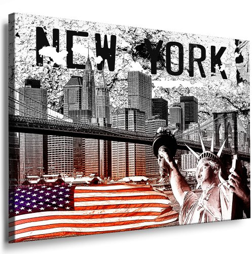 Bild auf Leinwand New York XXL Bild -100x70cm k. Poster ! Bild fertig auf Keilrahmen ! Pop Art Bilder Wandbilder, Kunstdrucke und Gemälde/Bilder zur Dekoration - Deko