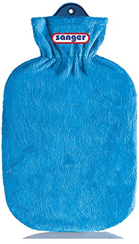 2 L Wärmflasche mit Flauschbezug, Wärmeflasche, Wärmetherapie, blau