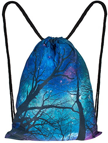 Hanessa Jutebeutel mit - Blaue Äste - Art Kunst Motiv Aufdruck Sportbeutel Tüte Rucksack Beutel Tasche Gym Bag Gymsack Hipster Fashion Sport-Tasche Einkaufs-Tasche