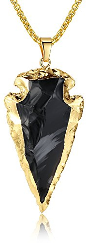 COAI Unisex Lange Kette aus Edelstein Pfeilspitze Anhänger Halskette
