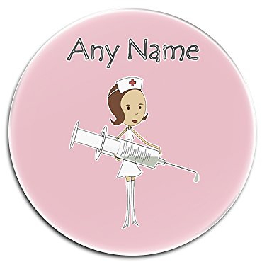 Unigift - Sottobicchiere in vetro con grande siringa (design del servizio sanitario, colore: marrone/brunette con scritta in lingua inglese), Vetro, rosa, Rotondo