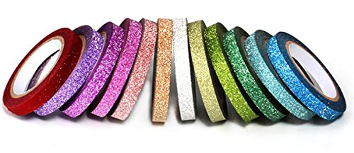 24 Rolle 12 Farben 5 mm Glitzer, Klebeband Papier Washi Tapes Masker Tape Art Tapes