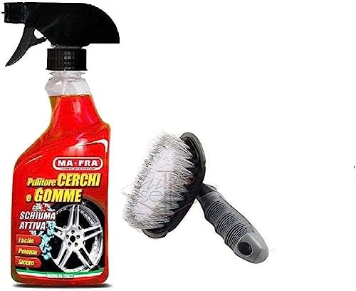 HT Kit MAFRA pulitore Cerchi e GOMME + Spazzola per Cerchioni Ruote Lucida Auto