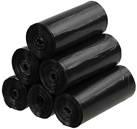 Qshape 150 Counts Kitchen Black Bin Liners Bags, 40 L Bin Bag, 6 Rolls