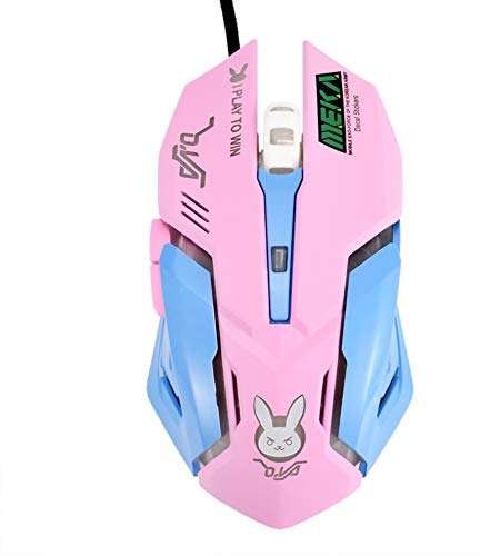 GKKXUE Botones del Juego del ratón del Ordenador respiración Ratones con retroiluminación LED con Cable USB Gaming Reaper for Jugadores (Color : Pink)