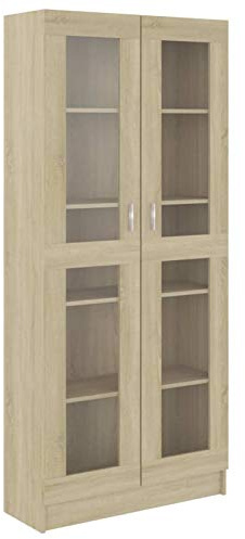 Tidyard Vitrinenschrank Sideboard Kommode Anrichte Vitrine Schrank Beistellschrank Mehrzweckschrank Esszimmerschrank Sonoma-Eiche 82,5x30,5x185,5 cm Spanplatte