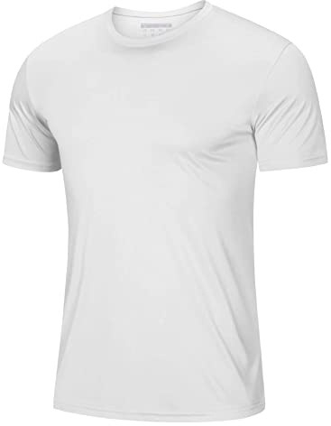 MAGCOMSEN Herr UV-skydd sportskjorta UPF 50+ snabbtorkande andningsaktiv Rashguard T-shirt simning fiske surfing, Vit, XXL