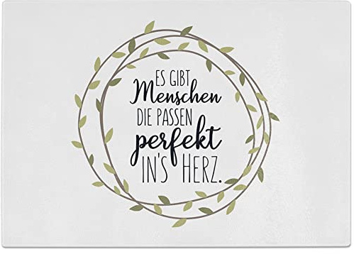 JUNIWORDS Glasschneidebrett Frühstücksbrett, Es gibt Menschen, die passen perfekt ins Herz