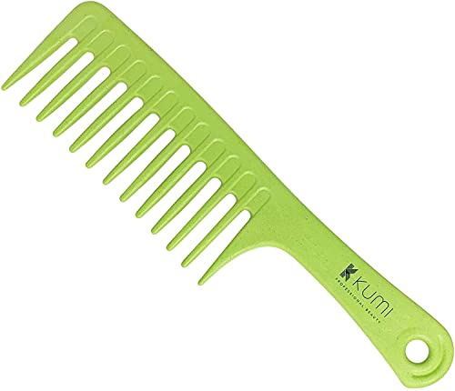 Kumi Wheat Eco-Friendly Shampoo Rake Green - Wide Teeth Detangling Comb