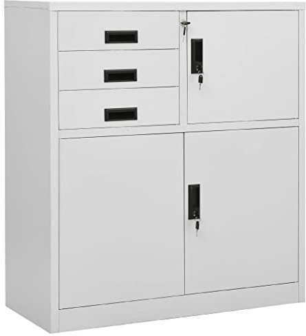 vidaXL Dokumentskåp ljusgrå 90x40x102 cm stål, dokumentskåp, stålskåp, förvaringsskåp, arkivskåp, metallskåp