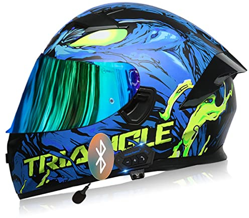 SDFGDFD Motorradhelm Integralhelm Rollerhelm Fullface Helm Sturzhelm mit Doppelvisier ECE/DOT-Zertifizierung Full-Face Motorcycle Helmet Bluetooth-Motorradhelm