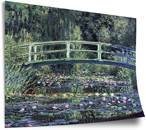 Printistico Poster Claude Monet - Seerosen und japanische Brücke Kunstdruck ohne Rahmen, Wandbild - A4, A3, A2, A1, A0, XXL - Wohnzimmer, Schlafzimmer, Küche, Deko