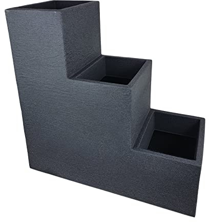 Sesua Kubus Treppentopf 59x60x27cm anthrazit Kunststoff Blumentreppe Pflanztreppe Blumenkübel