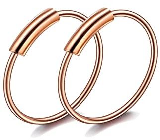 Lieson 2 Stück Nasenringe Nasenpiercing Edelstahl 22G Nasenring Hoop Creolen Mit Zylinder 8MM Piercing Septum Knorpel Tragus Helix Ohrringe Rosegold