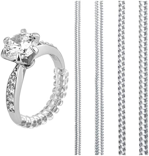GLORILUX Ring Adjuster For Loose Rings - Ring Size Adjuster For Loose Rings - 1mm to 5mm - Invisible Ring Tightener, Spacer, Reducer, Snuggies Without Resizing (Coil-4Pack)