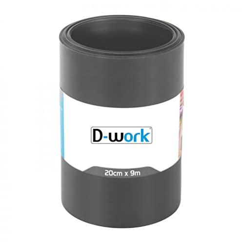 Bordure De Jardin Flexible Lisse Gris Anthracite Hauteur 20cm x Longueur 9 Mètres en PVC et Anti UV (ép. 1mm) - D-Work