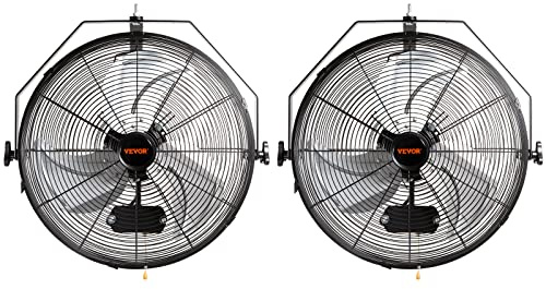 VEVOR 18 Inch Wall Mount Fan, 3-Speed IP44 Waterproof Industrial Fan, Max. 4150 CFM for Outdoor, Commercial, Residential, Greenhouse, Workshop, ETL Listed, 2-Pack