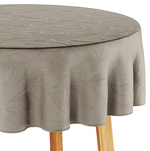 Filumi Tischdecke 140x180 cm oval Beige Abwaschbar Für Indoor Outdoor Pflanzenmuster Amalu