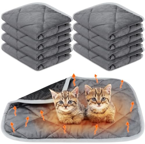 Clysee Selbstwärmende Katzenmatte, selbstheizende Hundeunterlage, 40,6 x 50,8 cm, warme Thermo-Unterlage, reflektiert Körperwärme, waschbar, für drinnen und draußen, rutschfeste Unterseite, Grau, 8