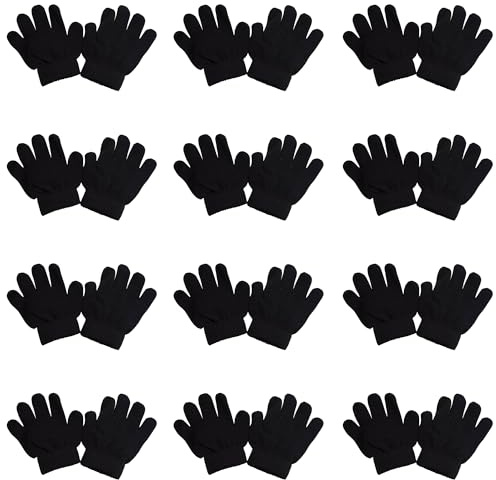 HiFEN® - 12 Pairs Kid's Winter Magic Gloves Children Stretchy Warm Gloves Boys or Girls Knit Gloves