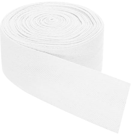 QUARKZMAN Schrägband, 1 Stück 11 Yard x 50mm - Baumwollstoffband, Rolle Schrägband für Kleidung, Accessoires, Taschen (Weiß)