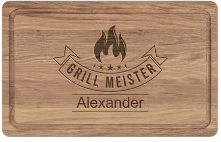 Geburtstagsgeschenk Männer mit Name | 40x25x2cm XL Schneidebrett Holz personalisiert | GRILLMEISTER | Vatertag | Geschenk Geburtstag Mann | Geschenkidee Männergeschenke (GRILLMEISTER)