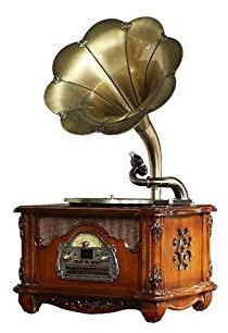 CCKUHN Gramófono, Bronce Vintage Clásico Retro Fonógrafo Antiguo Gramófono Giradiscos Reproductor de Discos de Vinilo Altavoces Estéreo Control del Sistema de Decoración del Hogar