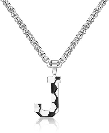 Lantine Fußball Buchstaben Halskette A-Z Fußball Anhänger Edelstahl Buchstabenkette 55cm Kette Fußball Geschenke