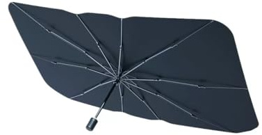 DAMDAM GO | Parasol Coche Tipo Paraguas para Parabrisas, Protector Solar UV, Reduce el Calor Interior, Plegable Compacto con Funda, Universal (140 x 79 cm)