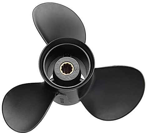 ZEMNLO 9,9 x 13 Außenborder-Propellermotor for Boote, 25–30 PS, Aluminiumlegierung, for Mariner-Propeller, schwarz, 10 Spline-Zähne, 3 Klingen Bootsmotorpropeller