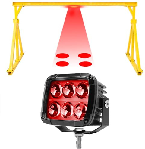 HAONINYUE Construction site overhead crane indicator light round light red/blue spotlight 15wLEDlight DC10V-80V for warehouse forklift safe work warning lights（Red）