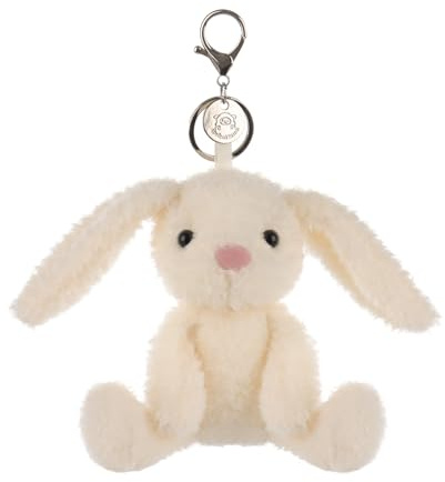 Apricot Lamb söt fylld kanin nyckelring 15 cm kanin gosedjur hänge med nyckelring för nyckelband nyckelring och nyckelhållare skolväska hänge kanin, Krämfärgad, 12cm