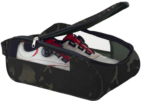 Golf-Schuhtasche – Golf-Schuhtasche für Herren, Golf-Schuhtasche mit doppeltem Reißverschluss, Reisetasche für Sportschuhe, Transporttasche, Schwarz , Se référer au descriptif, Siehe Beschreibung
