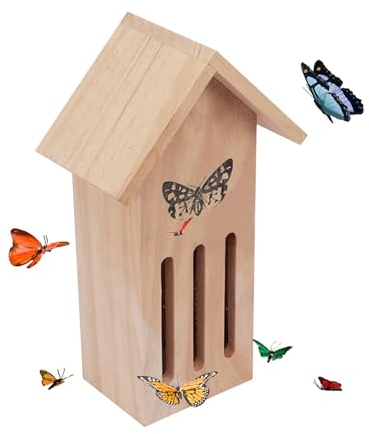 HunicandIU Schmetterlingshaus, Schmetterlingshäuser für den Garten | natürliches Schmetterlings-Hotel | Einfach zu fütterndes Schmetterlingshaus 11,2 x 3,9 x 3,2 Zoll,