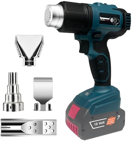 bycpower Heißluftgebläse für Bosch Professional 18V System Akku, 1022 ℉Schnell Aufheizende Heißluftpistole zum Löten von Schrumpfschläuchenfür Schrumpffolie, Elektronik, Harz,