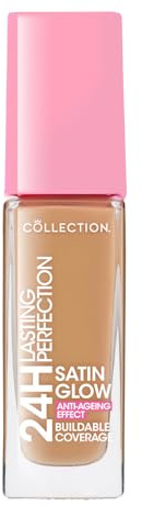 CCollection Cosmetics Lasting Perfection Satin Foundation, Full Coverage, Anti-Ageing Effect, 24 Hour Wear, Contains Hyaluronic Acid, 27ml, Maple Warm