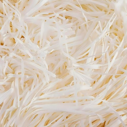 WedDecor Strimlat papper för presentaskar – förpackning och presentinslagningsfyllning, perfekt för korg, fyllning och förpackning, jul, bröllop, gör-det-själv och hantverk, beige, 200 g
