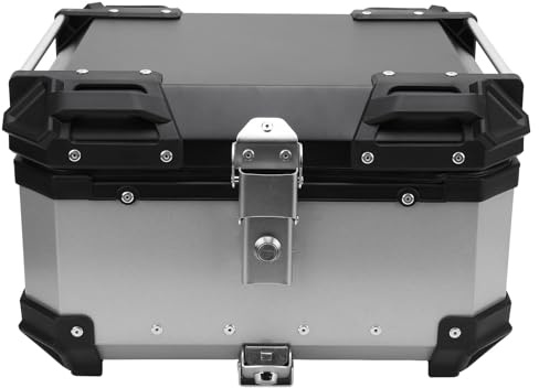 Fockety 32-Liter-Motorrad-Topcase, SchnellverschlussPack-Heckbox, Aluminium-Kofferraum-Aufbewahrungskoffer mit Sicherheitsschloss, Anti-Fall-Rückenlehne, Reflektierende Aufkleber,