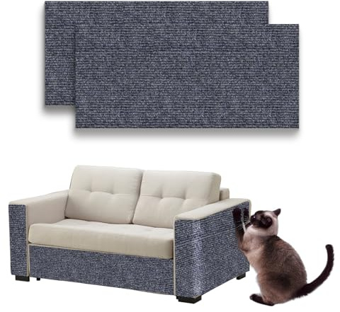 2 Stück Kratzbretter Katze Wand, Widerstandsfähig DIY Trimmbarer Kratzteppich Katze, Selbstklebend Kratzteppich Katze Wand für Schützt, Teppiche, Sofa Möbelschutz