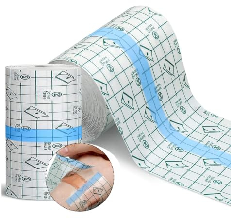 Benda Trasparente Impermeabile – Rotolo da 10M, Protezione 100% per Doccia e Mare, Ideale come Cerotto Impermeabile Post Operatorio e Pellicola Tatuaggi, Ritagliabile (5cm di larghezza)