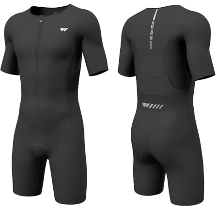 Lo.gas Triathlon Suits Mens,High Elasticity Breathable Quick-qrying Trisuit Race‌ Skinsuits Cycling Swimskin Bike Swim Run Black X-Large