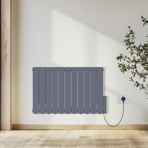 NRG 2000W Electric Oil Filled Radiator LCD Display with Timer Anthracite | 24 Hour Timer, Portable Heater, Adjustable Thermostat