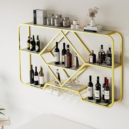 Wall Mounted Wine Rack with Glass Holder for Storage and nizing Liquor Bottles Whiskey Shelf and Mini Bar Cabinet Coffee Bar nizer Home Bar for Bottle Display and Glassware nizin