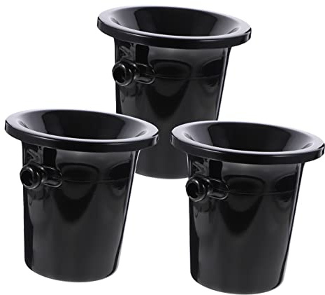 LABRIMP Escupidera para Cata De Vinos Negra Redonda Doble Asa 3 Unidades PP Cubo De Hielo Versátil para Bares y Fiestas De Degustación