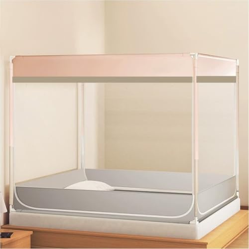 Bettzelt für Erwachsene & Kinder – Doppelbett-Zelt (180x200 cm) mit 3 Eingängen – Atmungsaktives Mückennetz & rutschfester Himmel ohne Montage – Schnelles Aufbauzelt für mehr Privatsphäre & Schutz(Gra