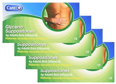 Glycerin Suppositories 4g – Laxative for Constipation Relief, Fast-Acting, Gentle on Stomach, Safe for Adults and Children Over 3, Easy-to-Use, Effective Bowel Movement Solution – 3 Pack
