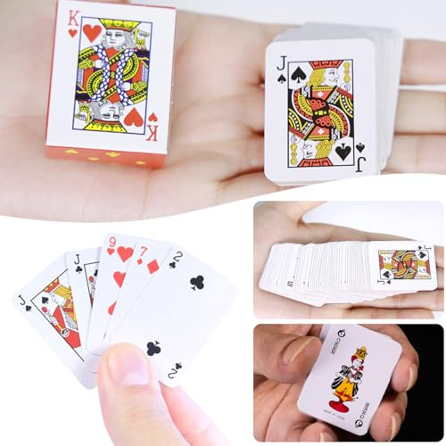 COYUN 4 Pezzi Mini Carte Da Poker In Miniatura Casa Delle Bambole Accessori Mobili Piccoli Carte Da Gioco Mazzi Carte Per Bambini Adulto C