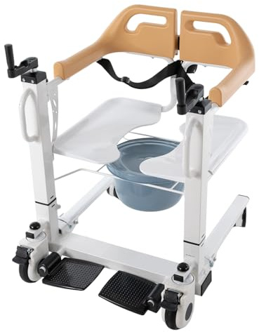 Patientenlift - Fauteuil roulant de transfert avancé pour la maison - Avec siège divisé à 180° et pot - Chaise percée - Fauteuil roulant pour la maison pour les personnes âgées - Hauteur réglable