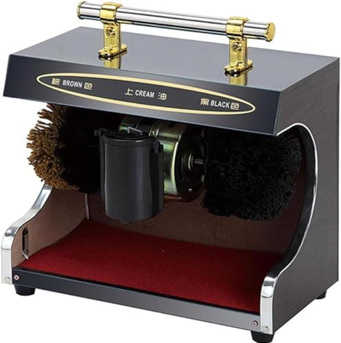 CRBUDY Cireuse à Chaussures électrique, 100 W, Automatique, 1 400 TR/Min, à Induction, en Acier Inoxydable, dépoussiéreur, pour Maison, hôtel, Banque, Noir (Noir)