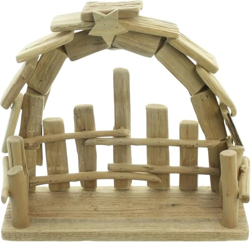 FRANK FLECHTWAREN Krippe Natur, Holz Maße: 26 x 10 x 22 cm, Schöne Treibholz Optik. Vielseitig einsetzbar
